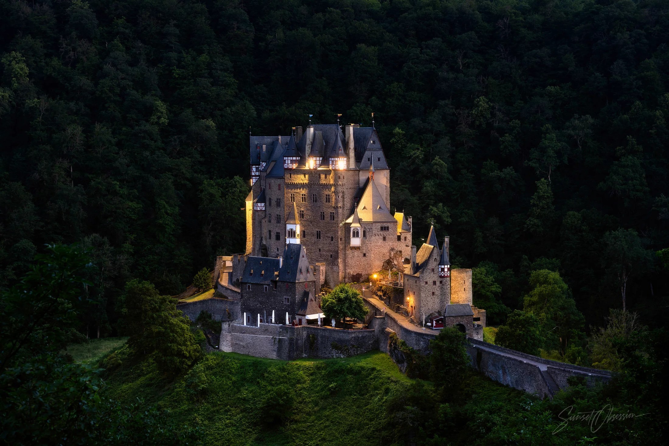 Majestic Burg Eltz during twilight