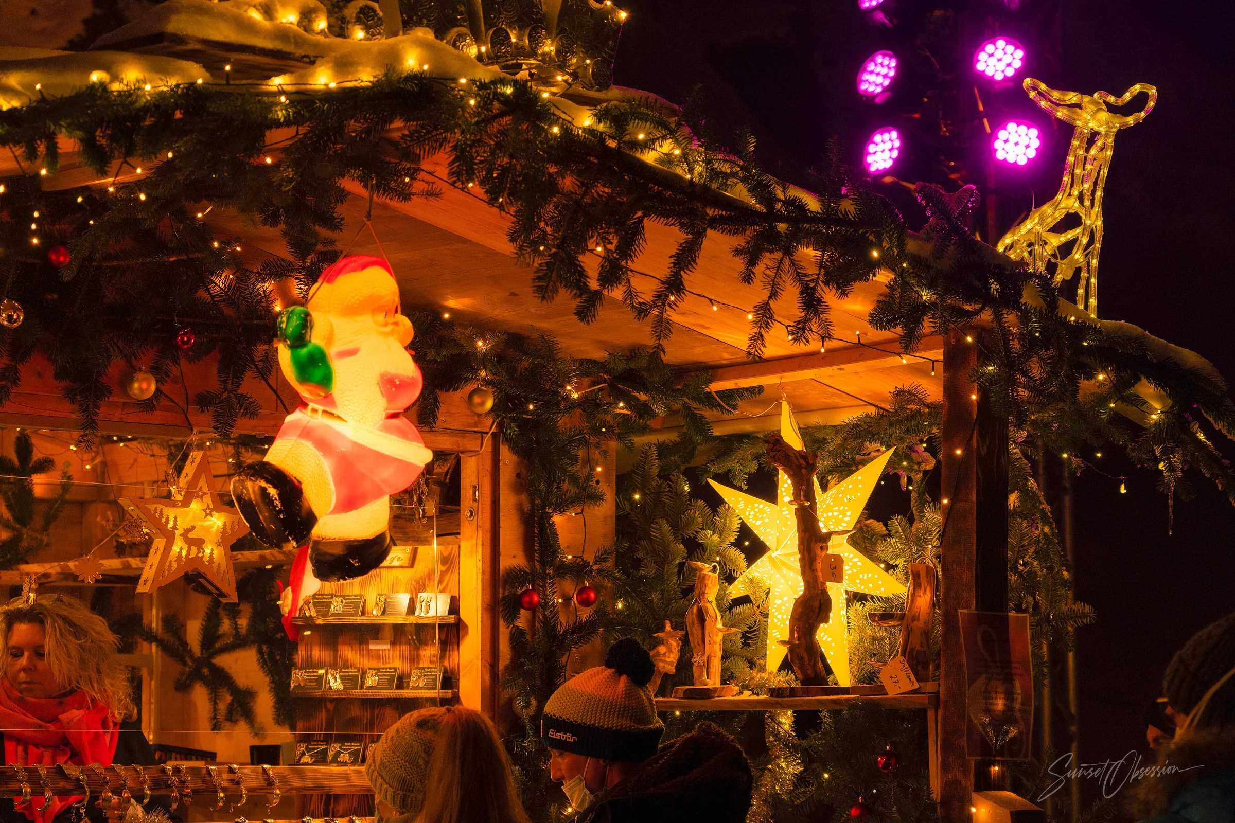 Christmas Decorations on one of the stalls in Ravennaschlucht Christmas Market