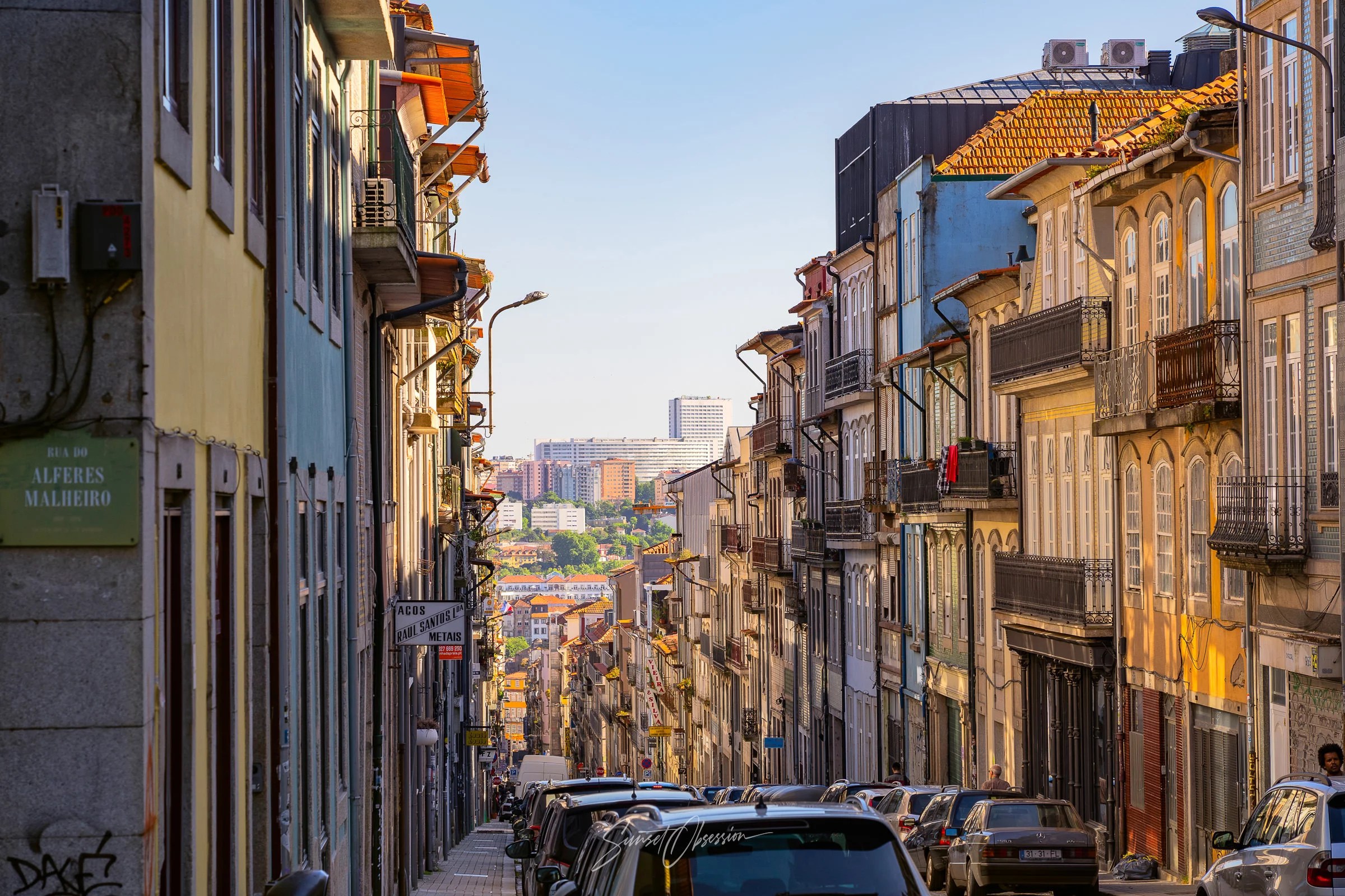 One of the colorful streets of Porto old town