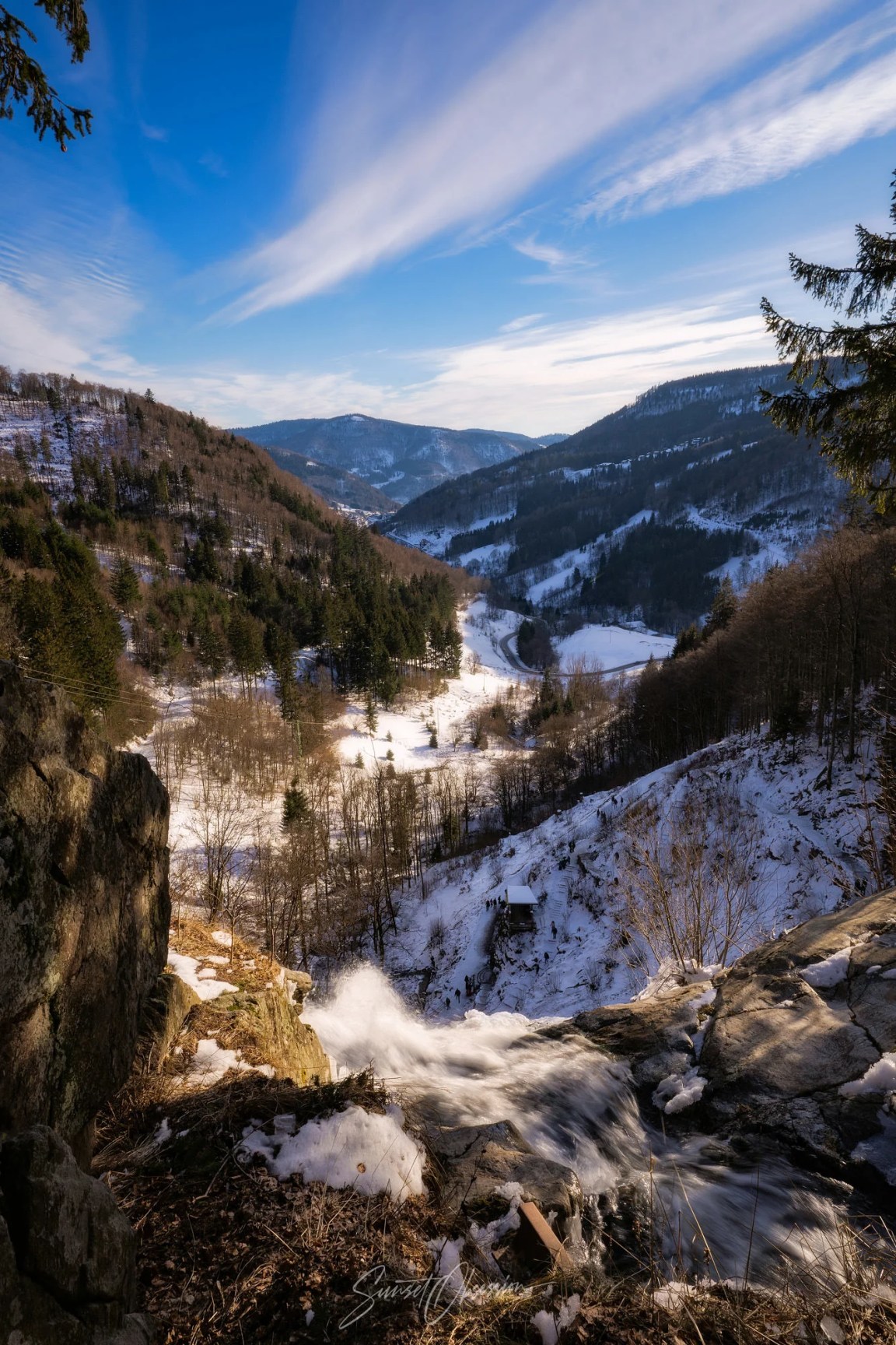 Evening light shining down the valley in the Black Forest, southern Germany