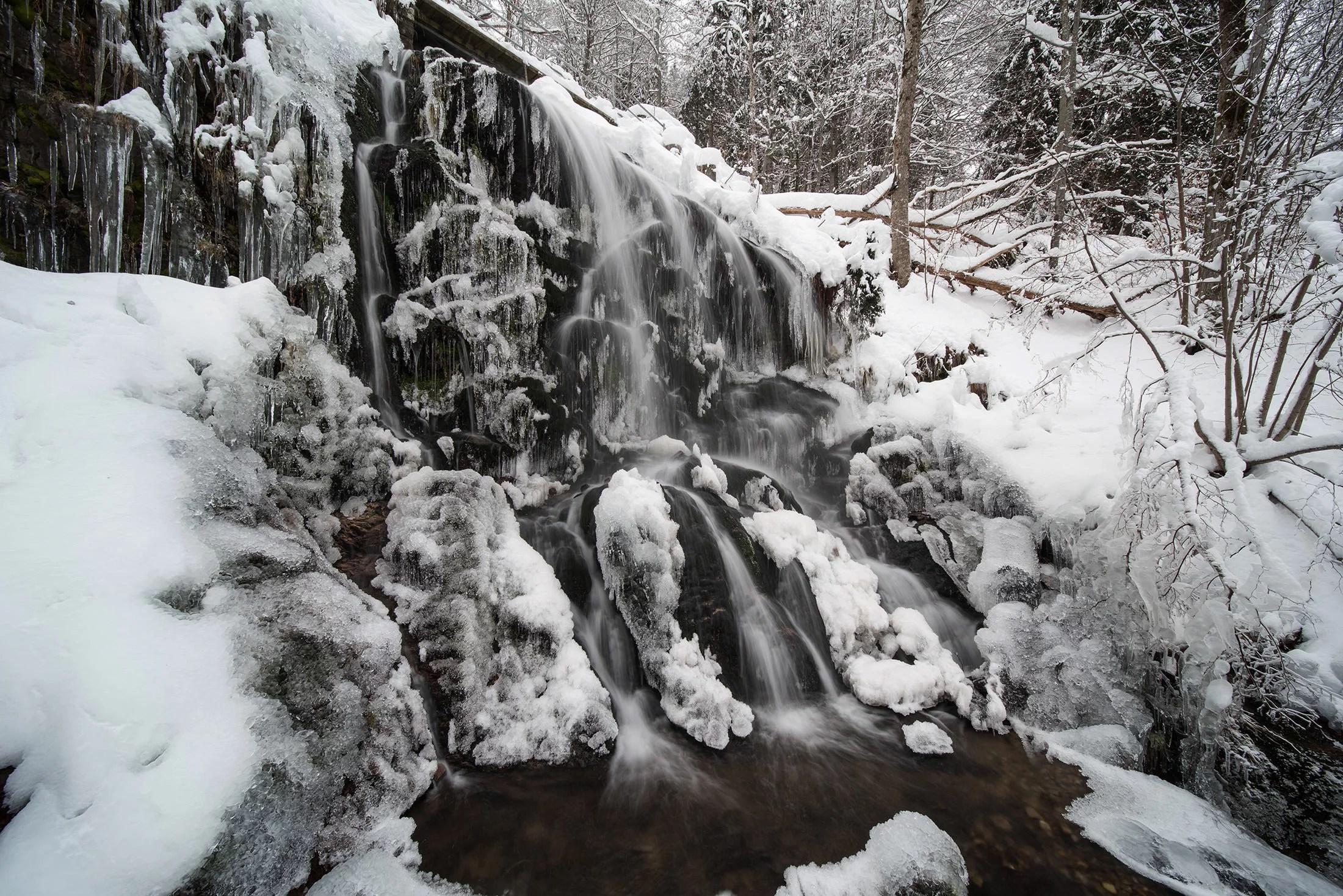 Fahler Waterfall frozen in winter