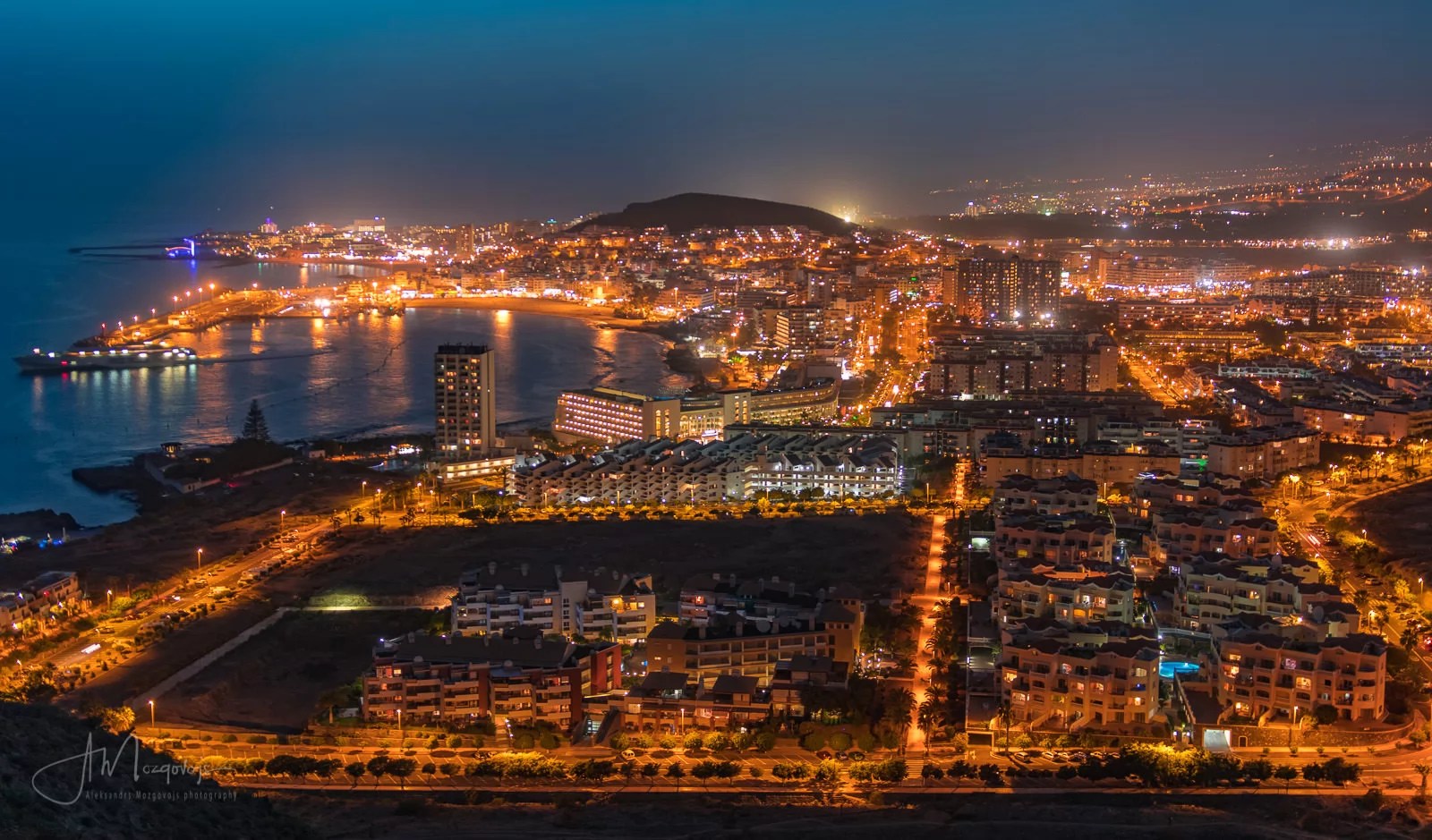 Los Christianos during blue hour