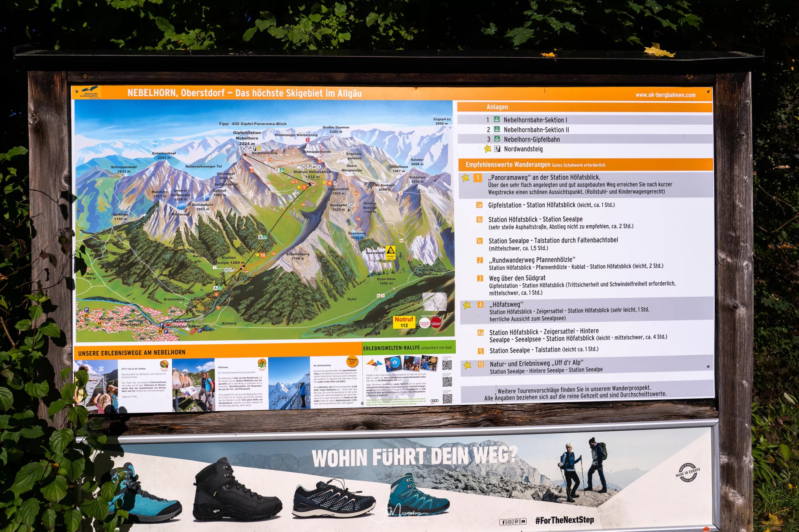 Map of hiking trails near Oberstdorf, Allgäu