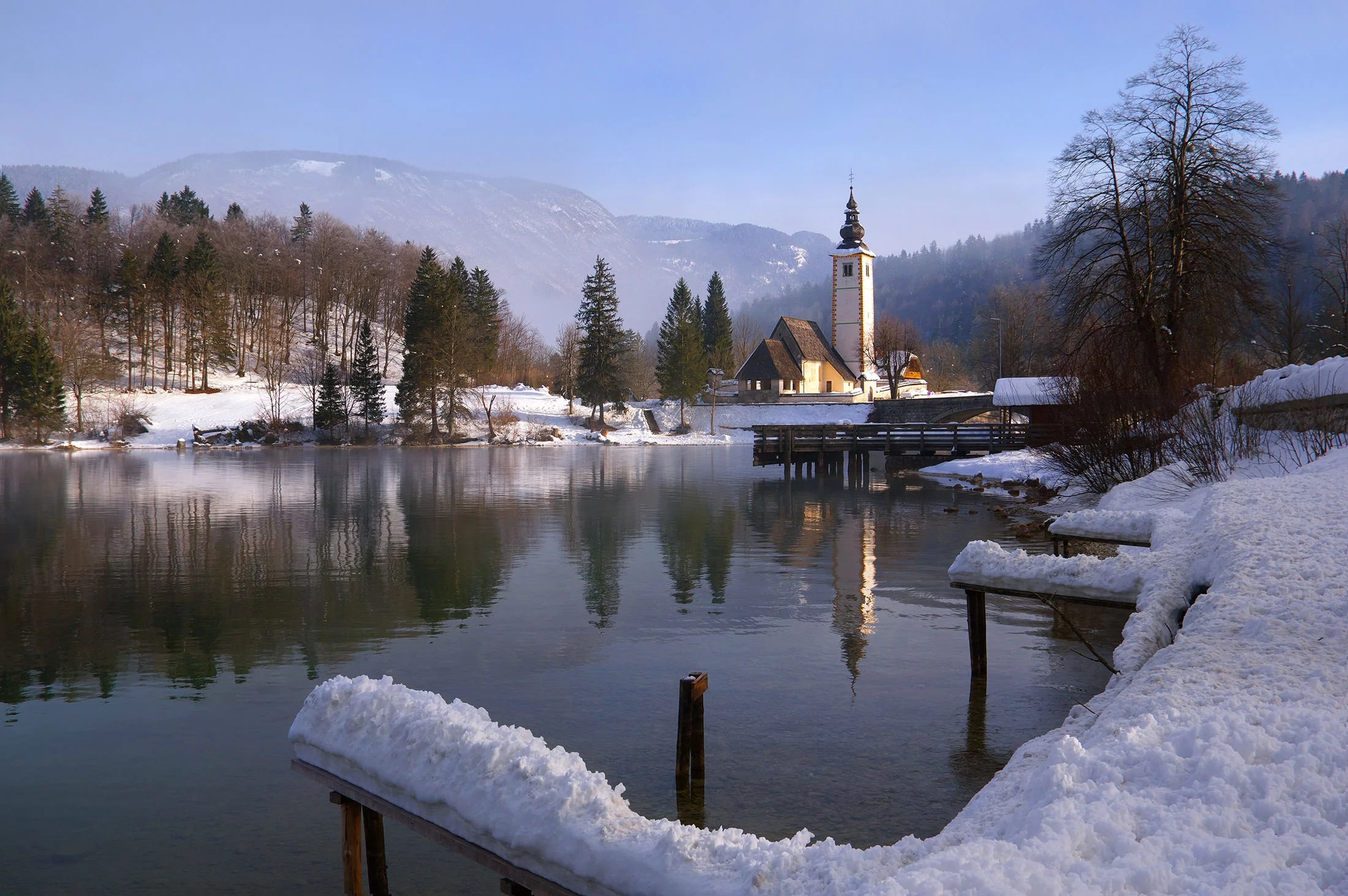 Lake Bohinj in winter