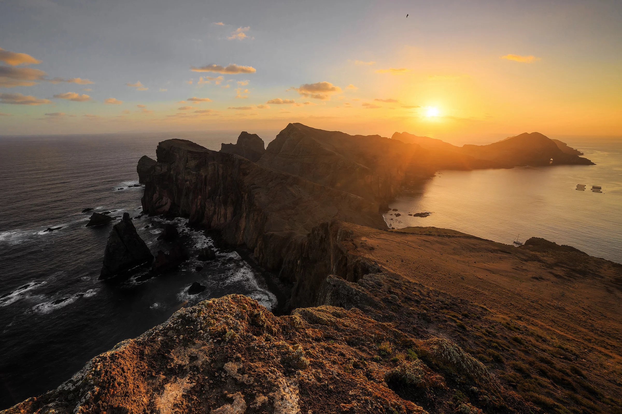Beautiful sunrise at Ponta de São Lourenco