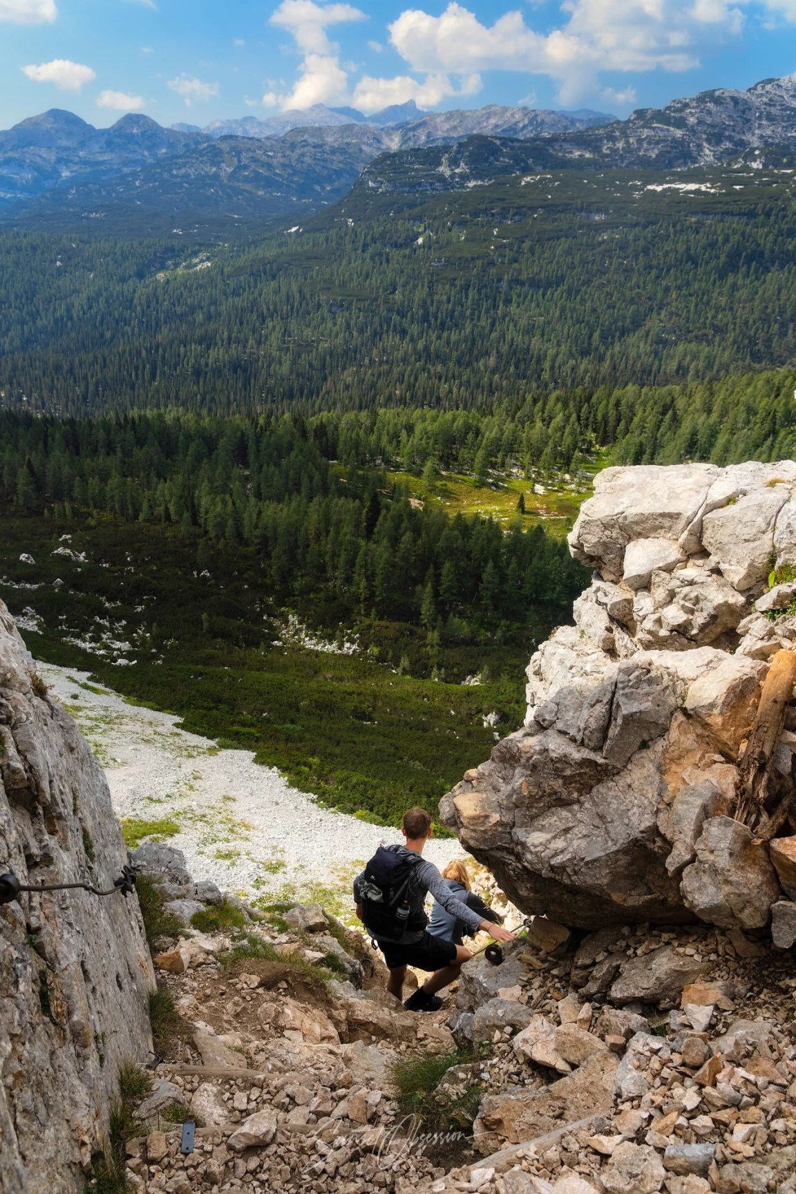 Descent towards the double lake in the Seven Lakes Valley, Slovenia